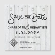 Rustic Lights Script QR Code Save The Date Magnet
