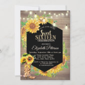 Rustic Lights, Sunflower Wood Land Sweet 16 Kaart (Voorkant)