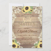 Rustic Lights,Tiara,Lace Sunflower Sweet 16 Party Kaart (Voorkant)