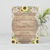 Rustic Lights,Tiara,Lace Sunflowers Quinceañera Kaart (Staand voorkant)