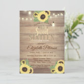 Rustic Lights, Tiara, Sunflower Sweet 16 Party Kaart (Staand voorkant)