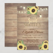 Rustic Lights, Tiara, Sunflower Sweet 16 Party Kaart (Voorkant / Achterkant)