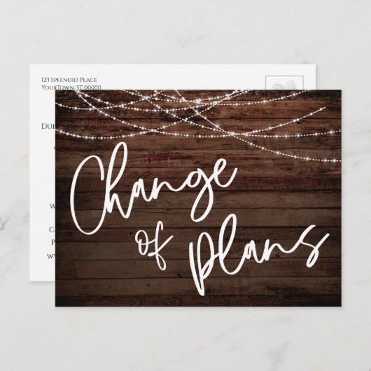 Rustic Lights Verandering van Plannen Uitgesteld T Briefkaart (Voorkant / Achterkant)