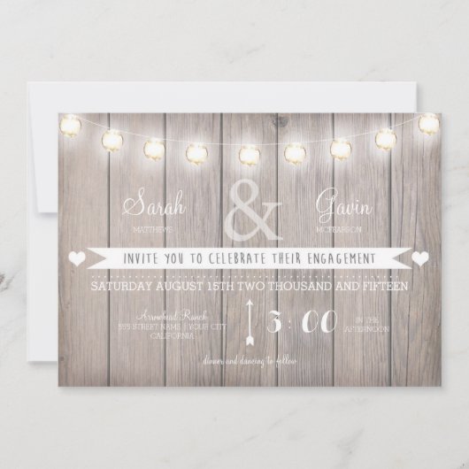 Rustic Lights Verloving Invitation Kaart (Voorkant)