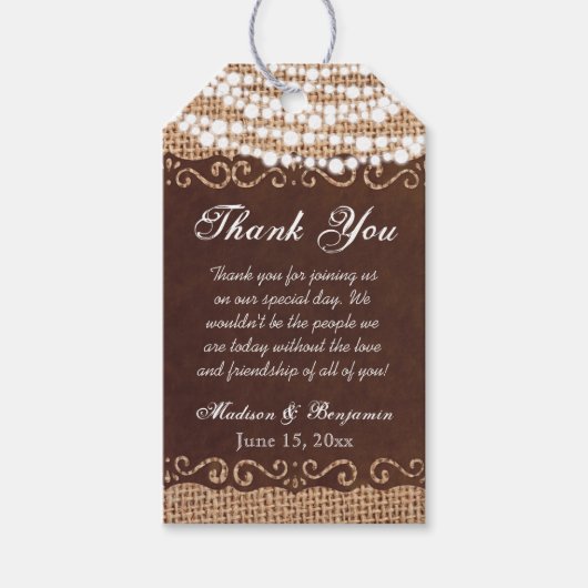 Rustic Lights Wedding Bedankt voor je favoriete ta Cadeaulabel (Voorkant)