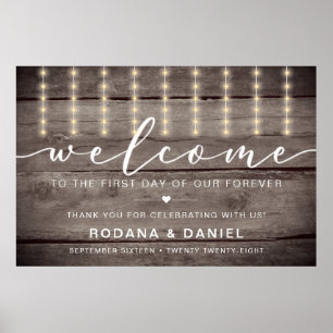 Rustic Lights Welkom bruiloft Poster