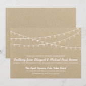Rustic Lights White Wedding Invitation Kaart (Voorkant / Achterkant)