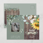 Rustic Lights Wood Foto Sage Vrijgezellenfeest Uitnodiging Briefkaart (Voorkant / Achterkant)