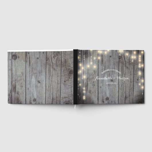 Rustic Lights Wood Wedding Gastenboek (Volledig)
