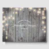 Rustic Lights Wood Wedding Gastenboek (Voorkant)