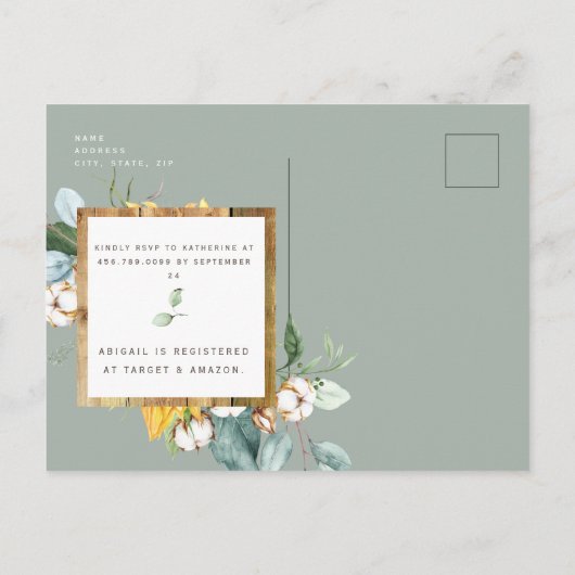 Rustic Lights Wood Zonnebloem Vrijgezellenfeest Fo Uitnodiging Briefkaart (Achterkant)