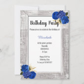 RUSTIC LIJST ROYAL BLUE FLORAL BIRTHDAG KAART (Voorkant)