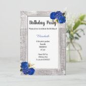 RUSTIC LIJST ROYAL BLUE FLORAL BIRTHDAG KAART (Staand voorkant)