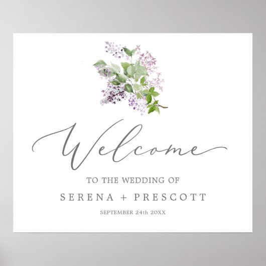 Rustic Lila bruiloft Welkom Poster (Voorkant)