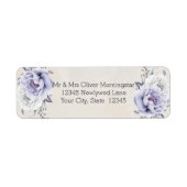 Rustic Lila en Alabaster Peony Floral Etiket (Voorkant)
