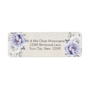 Rustic Lila en Alabaster Peony Floral Etiket