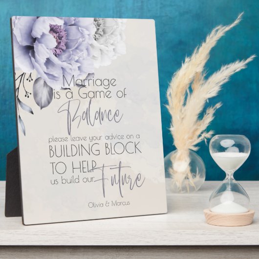 Rustic Lila en Alabaster Peony Floral Fotoplaat (Zijkant)