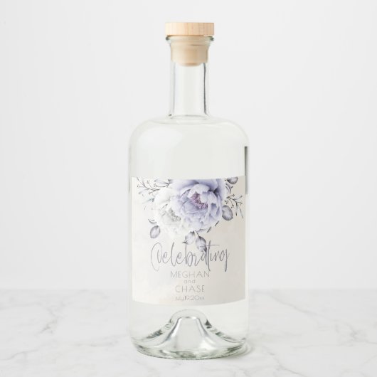 Rustic Lila en Alabaster Peony Floral Likeurfles Etiket (Voorkant)