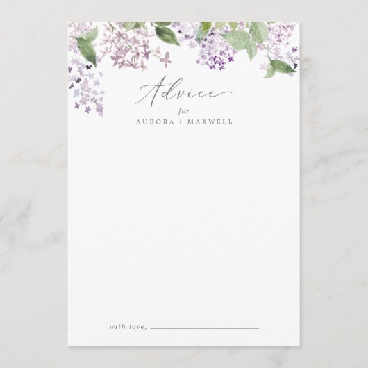 Rustic Lila huwelijk Advieskaart (Voorkant)