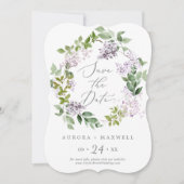 Rustic Lila huwelijk Save The Date (Voorkant)