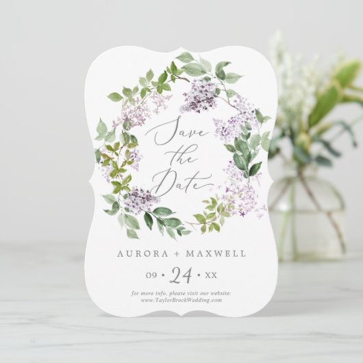 Rustic Lila huwelijk Save The Date (Staand voorkant)