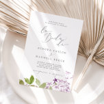 Rustic Lila La Boda de Wedding Kaart<br><div class="desc">Deze lila uitnodiging voor de bruiloft is perfect voor een lente- of zomerbruiloft. Het romantische en elegante bloemontwerp kenmerkt waterverf paarse lila bloemen met een boho country tuin.</div>