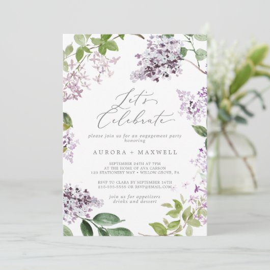 Rustic Lila Laten we vieren Kaart (Staand voorkant)