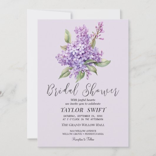 Rustic Lila | Lavendel Bruiloft Uitnodiging (Voorkant)