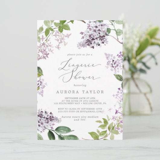 Rustic Lila Lingerie Shower Kaart (Staand voorkant)