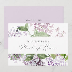 Rustic Lila Maid of Honor proposal Kaart