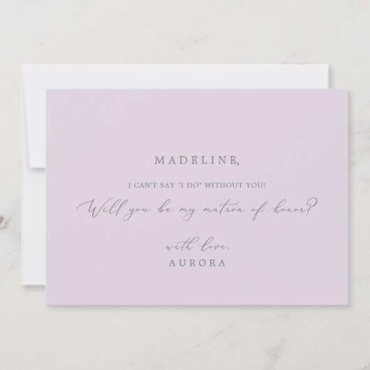 Rustic Lila Matron of Honor proposal Kaart (Achterkant)