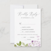 Rustic Lila menu Keuze RSVP-kaart (Voorkant)