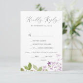 Rustic Lila menu Keuze RSVP-kaart (Staand voorkant)