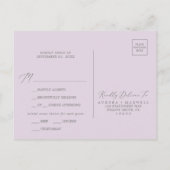 Rustic Lila Menu RSVP-Briefkaart (Achterkant)