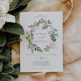 Rustic Lila Wreath Wedding Kaart
