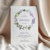 Rustic Lilac Flowers Dedication Invitation Kaart