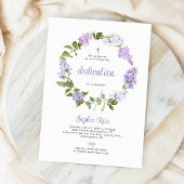 Rustic Lilac Flowers Dedication Invitation Kaart