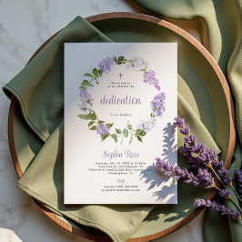 Rustic Lilac Flowers Dedication Invitation Kaart