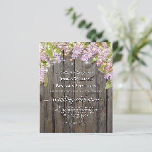 Rustic Lilacs & Lights BUDGET Weddenschap (Staand voorkant)