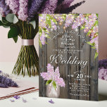 Rustic Lilacs met lichten op Barn Wood Wedding Kaart<br><div class="desc">Deze mooie trouwuitnodiging is voorzien van een vleugje lentelers met gloeiende lichten op een achtergrond van oud hout van schuur. Prachtig voor een mooie lenteceremonie.</div>