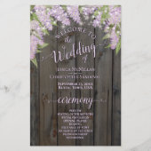 Rustic Lilacs on Barn Wood Budget Wedding Programm (Voorkant)