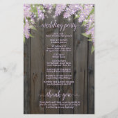 Rustic Lilacs on Barn Wood Budget Wedding Programm (Achterkant)