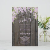 Rustic Lilacs on Barn Wood Budget Wedding Programm (Staand voorkant)