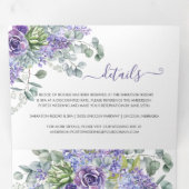 Rustic Lilacs, Succulents, Eucalyptus Wedding Drieluik Uitnodiging (Binnenzijde eerst)