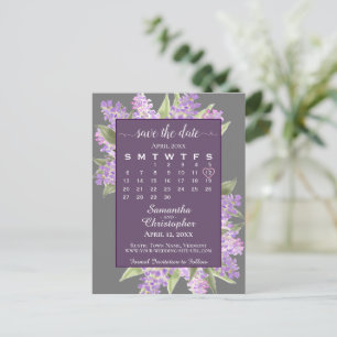 Rustic Lilacs Wedding Save the Date Calendar Gray Aankondigingskaart