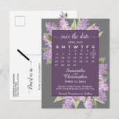 Rustic Lilacs Wedding Save the Date Calendar Gray Aankondigingskaart (Voorkant / Achterkant)
