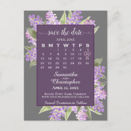 Rustic Lilacs Wedding Save the Date Calendar Gray Aankondigingskaart