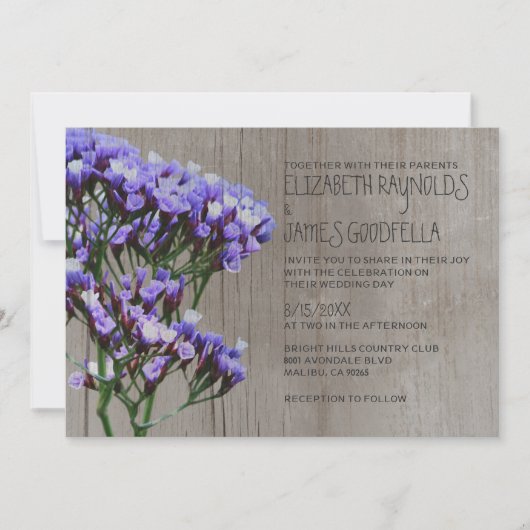 Rustic Limonium Wedding Invitations Kaart (Voorkant)