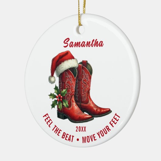 Rustic Line Dance Cowboylaarzen Keramisch Ornament (Links)
