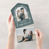 Rustic Line Drawn Christmas Botanical Arch 1-Photo All In One Uitnodiging (Afscheurbaar)